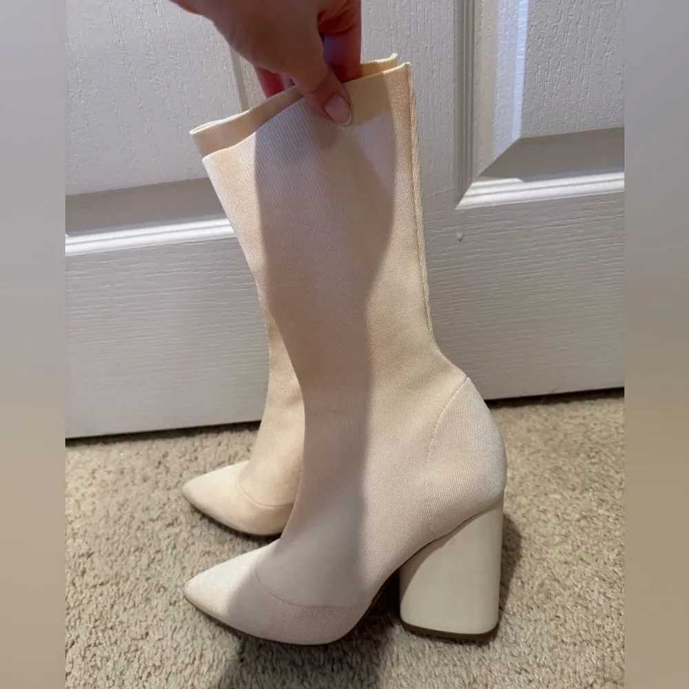 YEEZY Season 4 High Heel Sock Boots In Neutrals - Picture 3 of 6